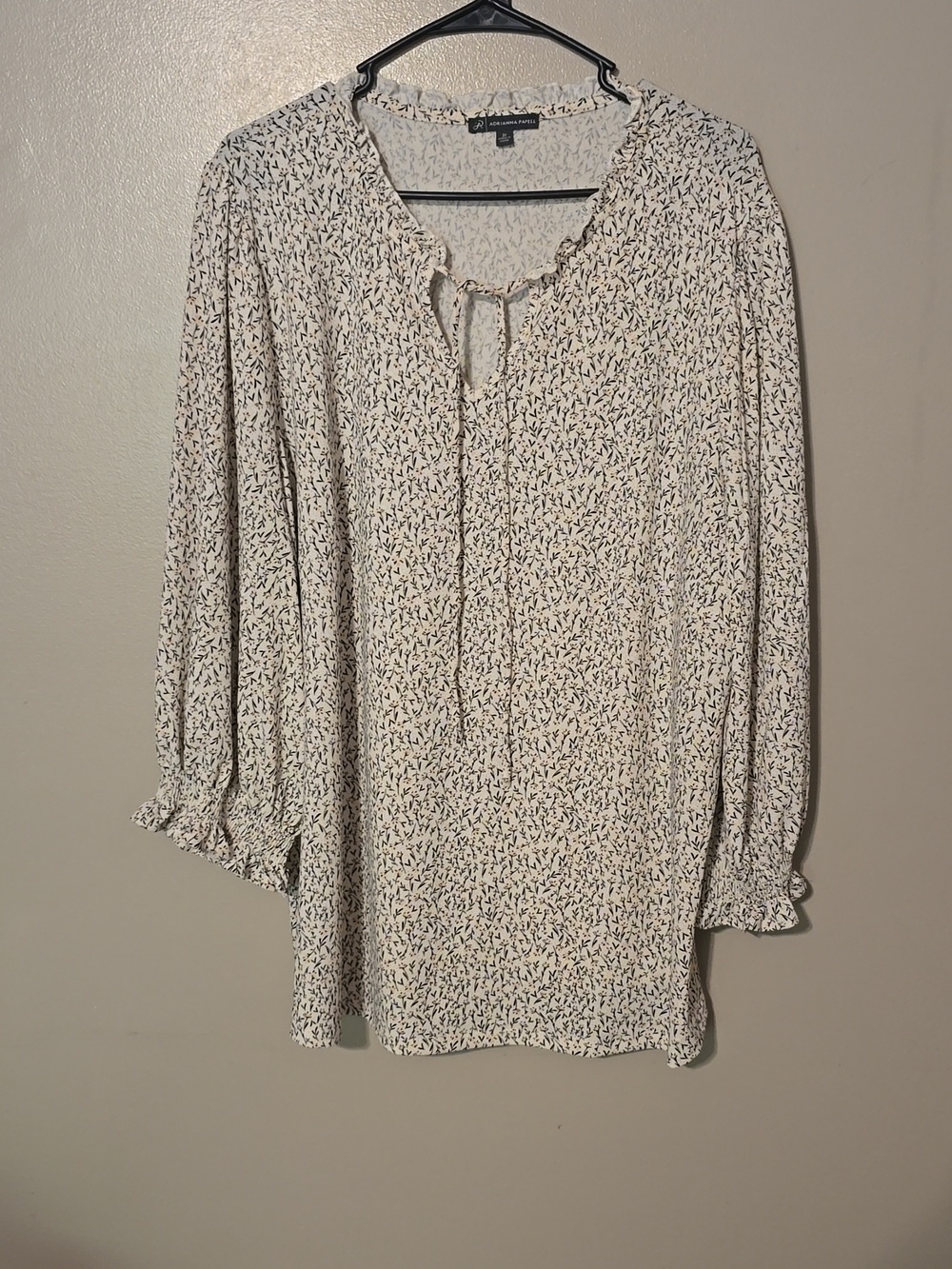 Adrianna Papell Women's Off White & Black Pleated Trapeze‎ Top Blouse Size 3X